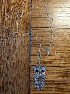 Vintage Silver Owl Pendant Necklace